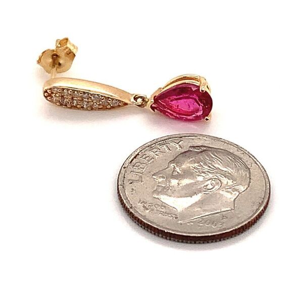 Tourmaline Rubellite Diamond Earrings 14k Gold 1.60 TCW Certified $3,090 018673 - Picture 7 of 10